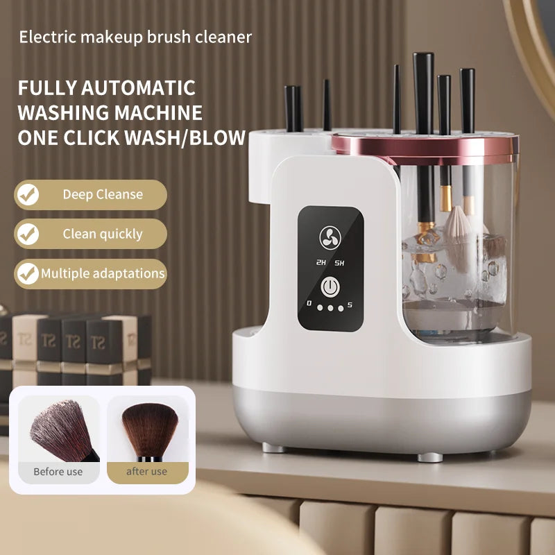 USB Electric Makeup Brush Cleaner 3-in-1 with Automatic Quick-Drying Support Device - Makeup Brush Cleaning And Drying Book Tool
